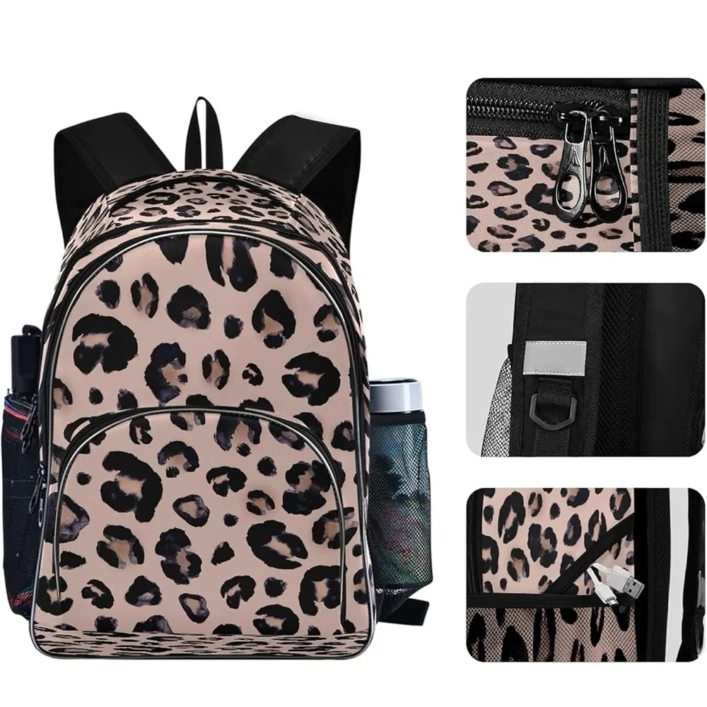 Pink leopard print backpack - Picture 4 of 6